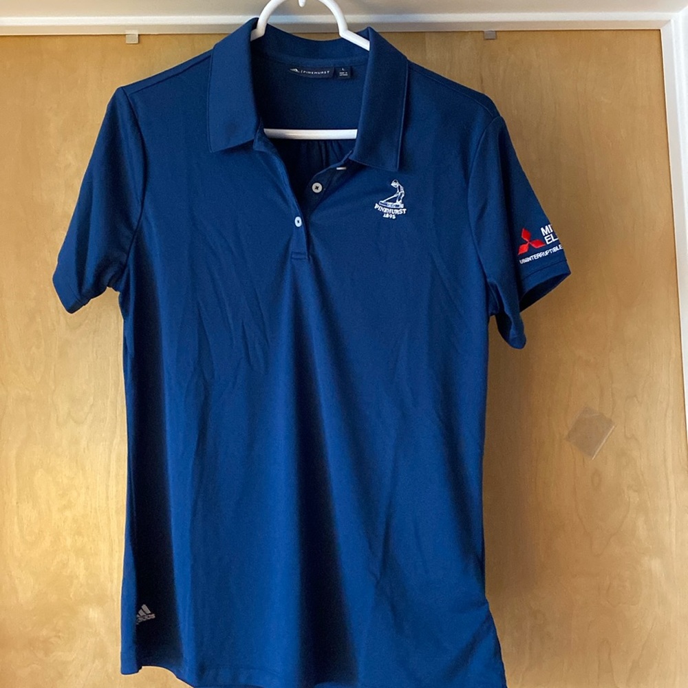 Adidas blue polo Pinhurst golf shirt